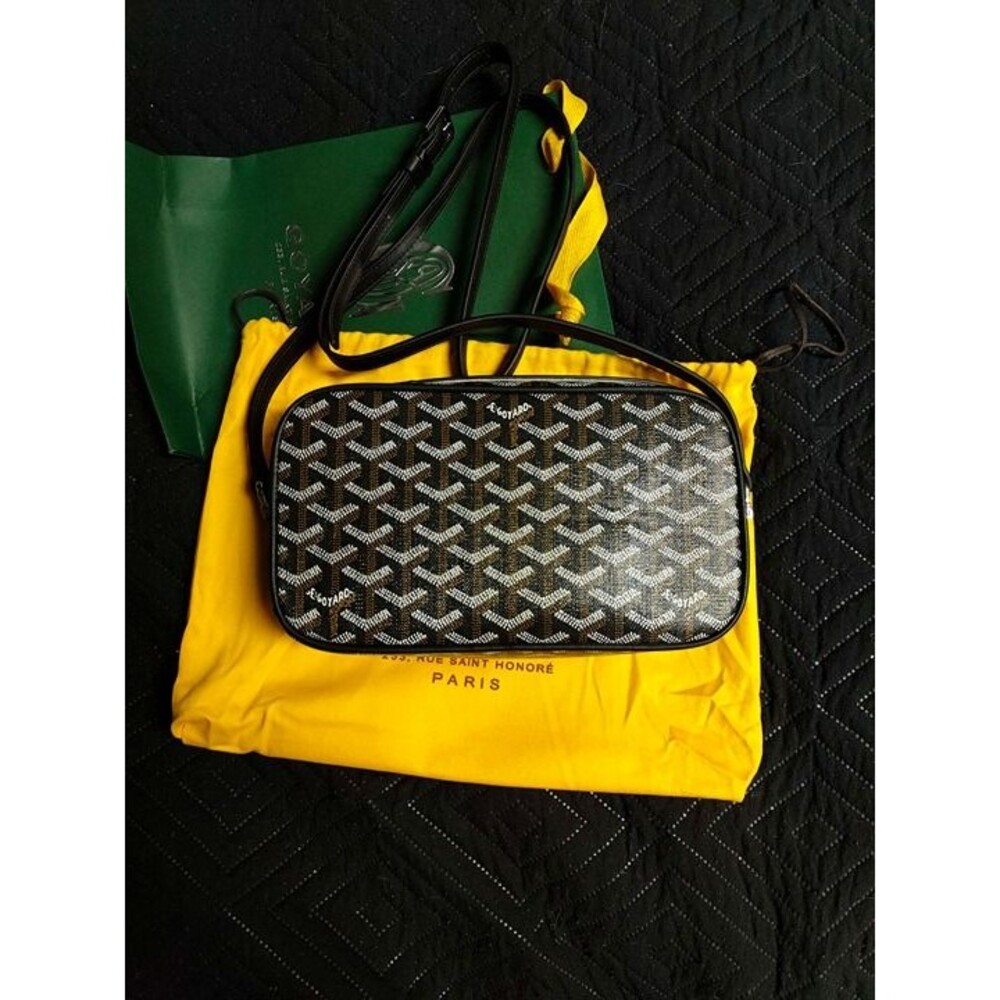 Goyard Cap Vert PM Crossbody Bag – Black Goyardine Canvas with Leather Trim